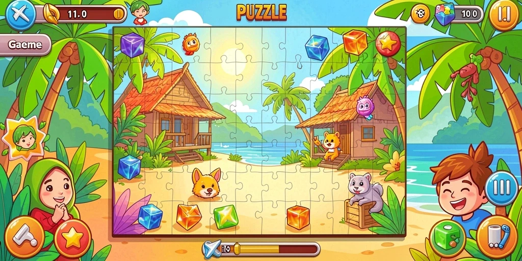 Tampilan awal game yang menarik dan cerah.